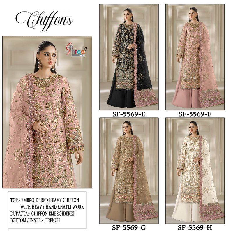 Sf 5569 E To H By Shree Chiffon Pakistani Salwar Suits 